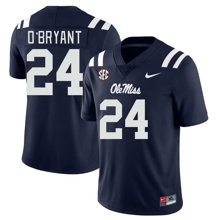Men #24 Richard O'Bryant Ole Miss Rebels College Football Jerseys Stitched Sale-Navy - Click Image to Close